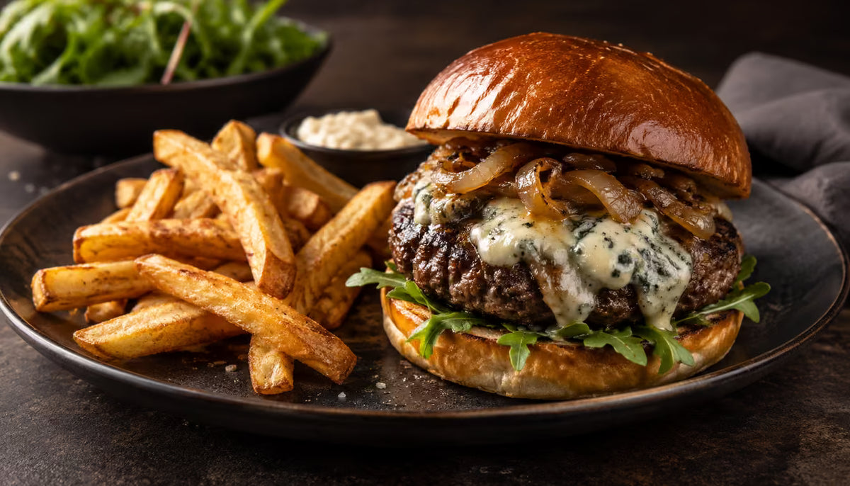 Hamburguesa con queso azul