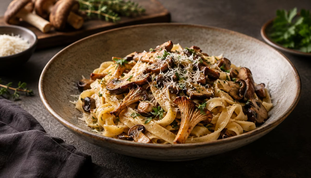 Pasta con hongos silvestres