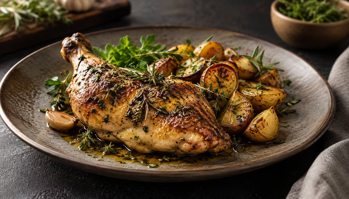 Platos con hierbas aromáticas