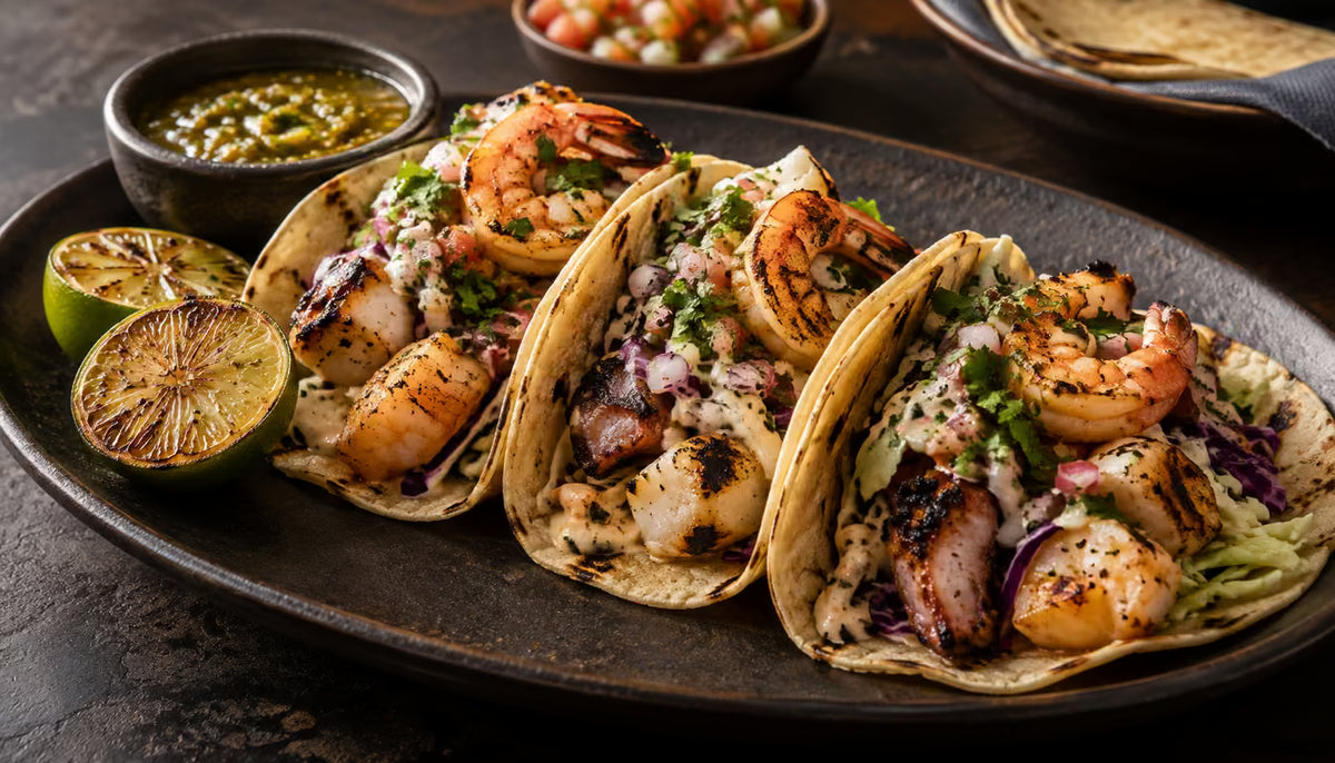 Tacos de mariscos a la parrilla